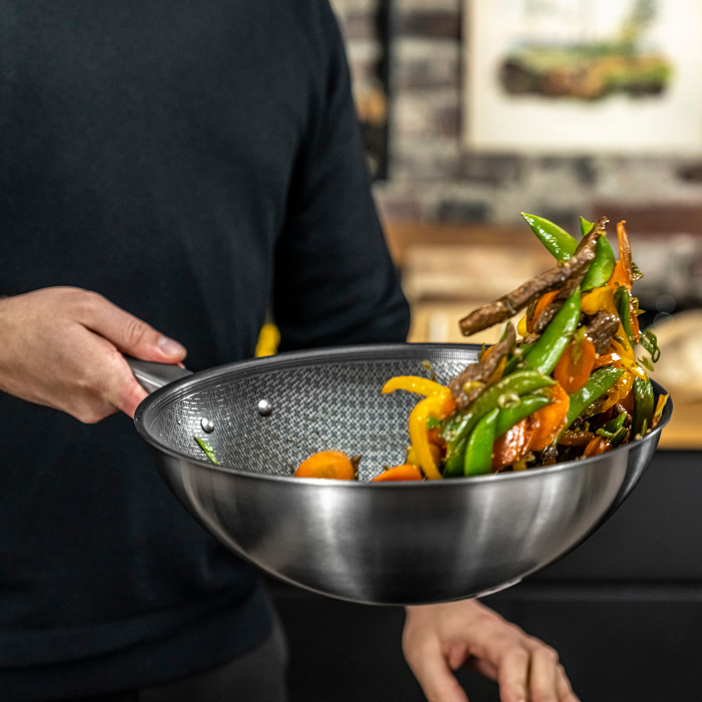 12" Stainless Steel Nonstick Wok + Lid