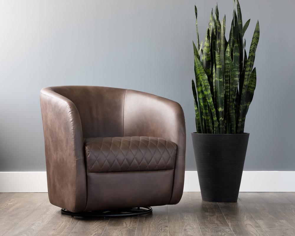 Dax Swivel Lounge Chair - Havana Dark Brown