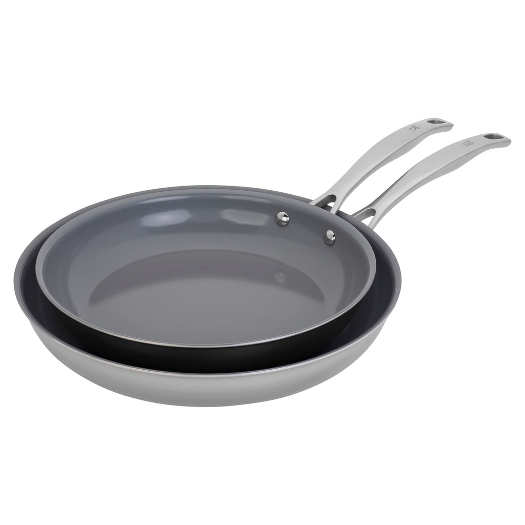 2-Piece Stainless Steel Ceramic Nonstick Fry Pan Set Clad H3 Ceramic Nonstick