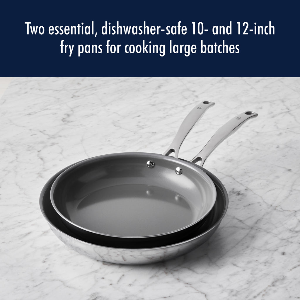 2-Piece Stainless Steel Ceramic Nonstick Fry Pan Set Clad H3 Ceramic Nonstick