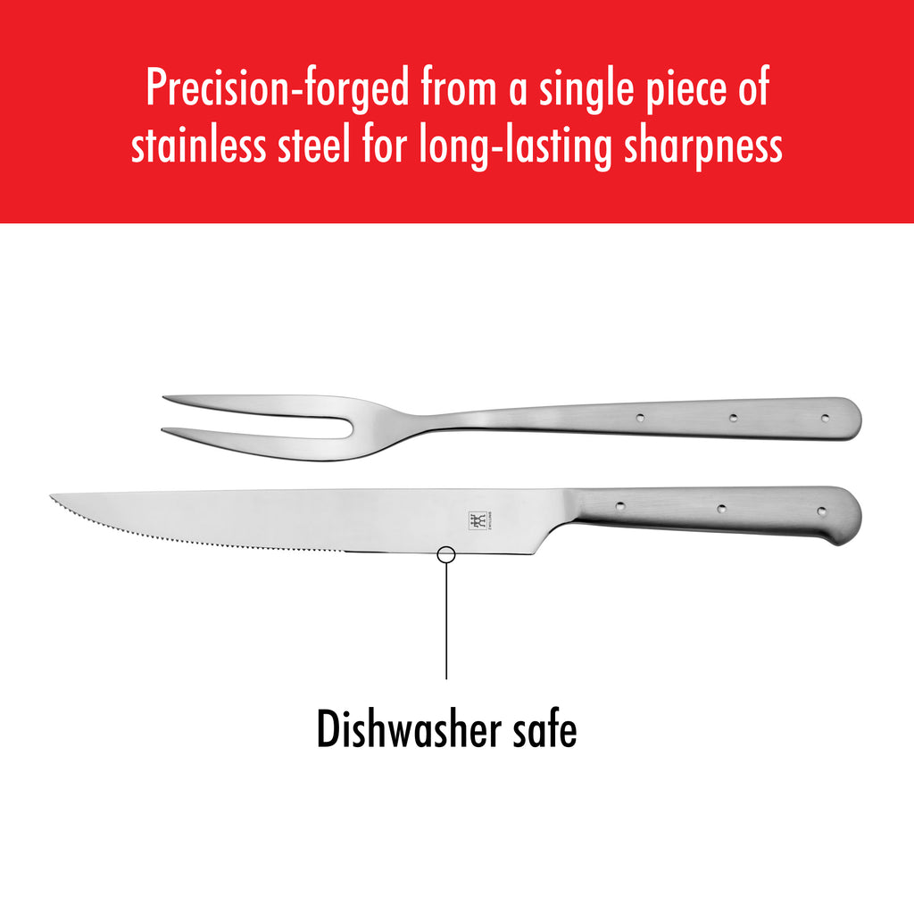 Porterhouse 2-Piece Stainless Steel Carving Knife And Fork Set In Red Presentation Box Carving Set