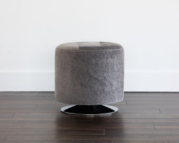 Domani Swivel Ottoman - Small - Grey Faux Fur