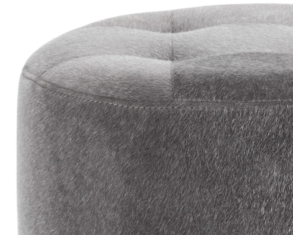 Domani Swivel Ottoman - Small - Grey Faux Fur