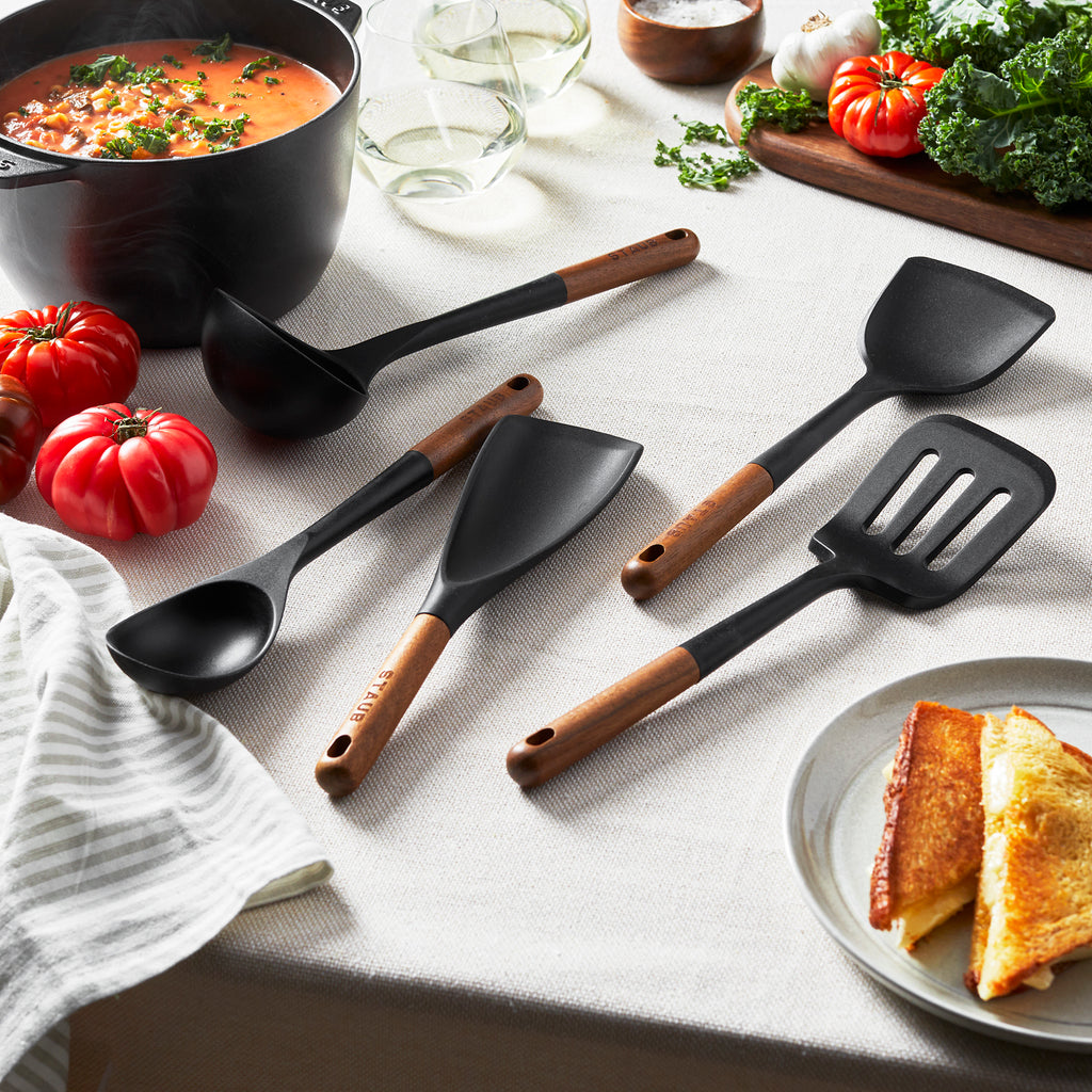 Staub Silicone with Wood Handle Cooking Utensil, 5-pc Set