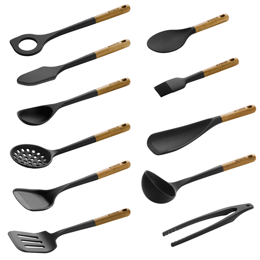 Staub Silicone with Wood Handle Cooking Utensil, 11-pc Complete Set