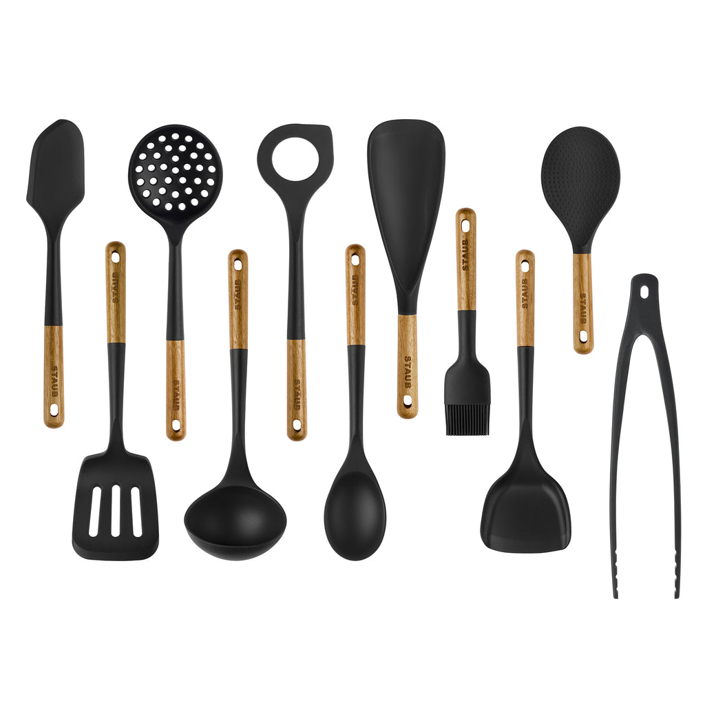 Staub Silicone with Wood Handle Cooking Utensil, 11-pc Complete Set