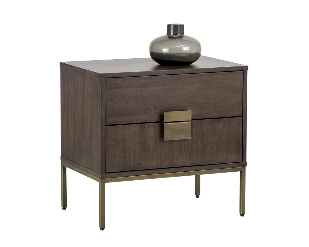 Jade Nightstand - Antique Brass - Dark Mango