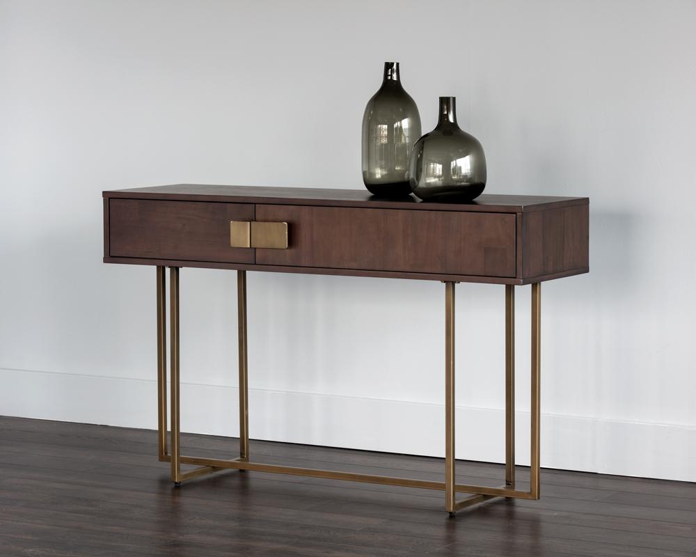 Jade Console Table - Antique Brass - Dark Mango