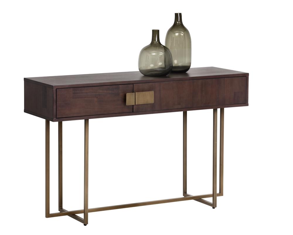 Jade Console Table - Antique Brass - Dark Mango