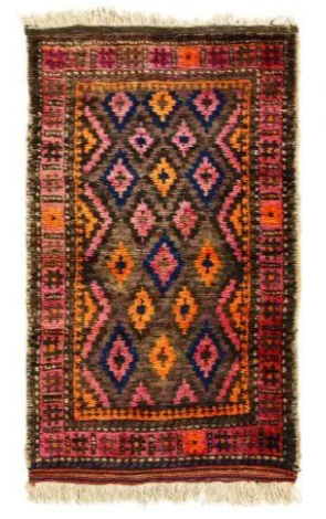 Antique Baluch Geometric Pink And Orange Wool Persian Rug