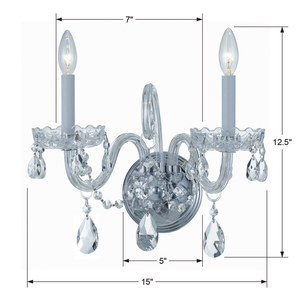 Traditional Crystal 2 Light Sconce