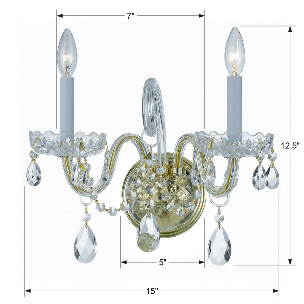 Traditional Crystal 2 Light Sconce