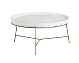 Remy Coffee Table - Antique Brass - White