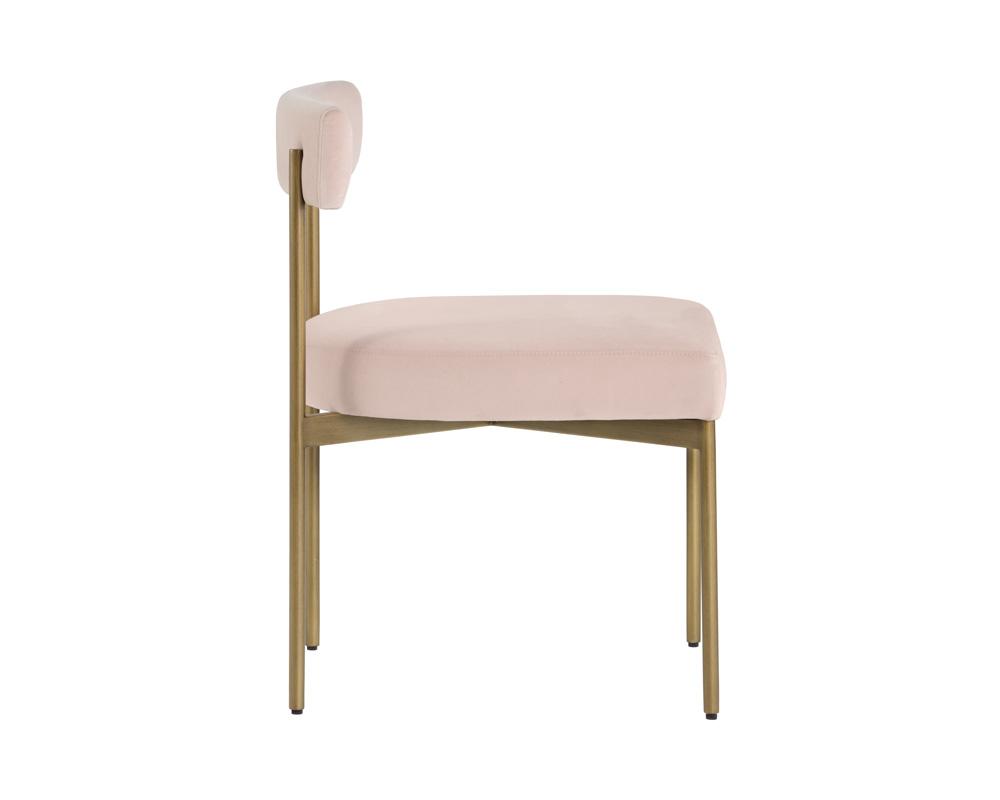 Seneca Dining Chair - Antique Brass - Velvet Blush