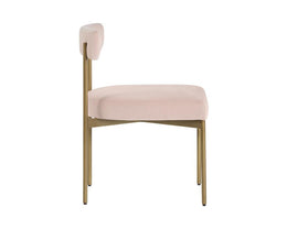 Seneca Dining Chair - Antique Brass - Velvet Blush