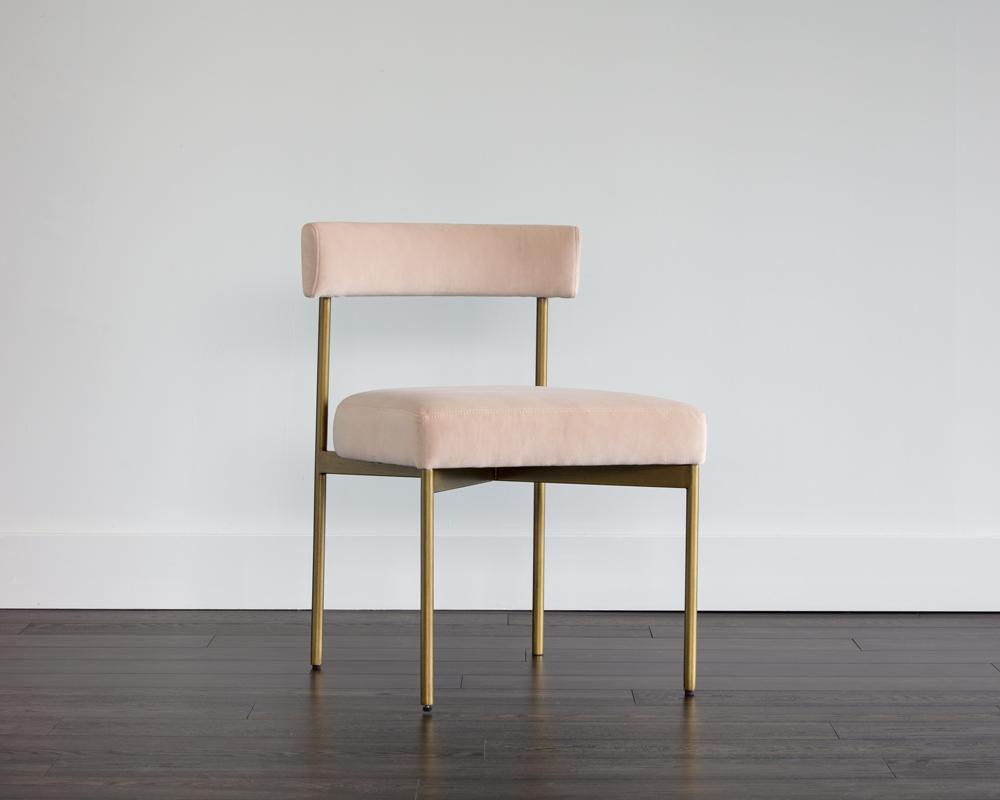 Seneca Dining Chair - Antique Brass - Velvet Blush