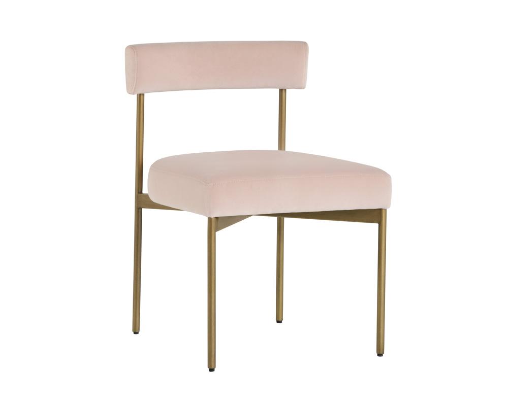 Seneca Dining Chair - Antique Brass - Velvet Blush