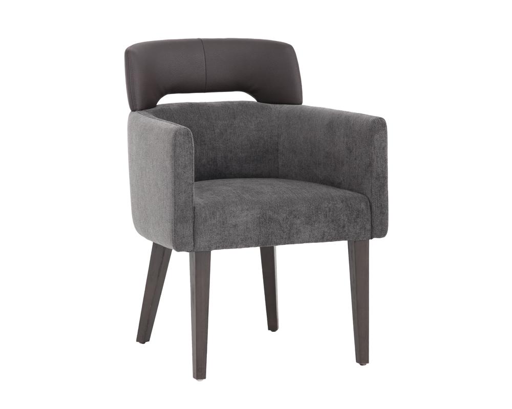 Herve Dining Armchair - Polo Club Kohl Grey / Dark Brown