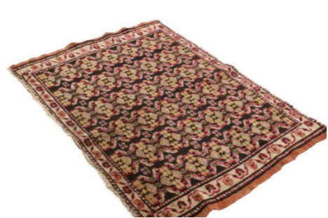 Antique Agra Geometric Beige And Red Wool Floral Rug