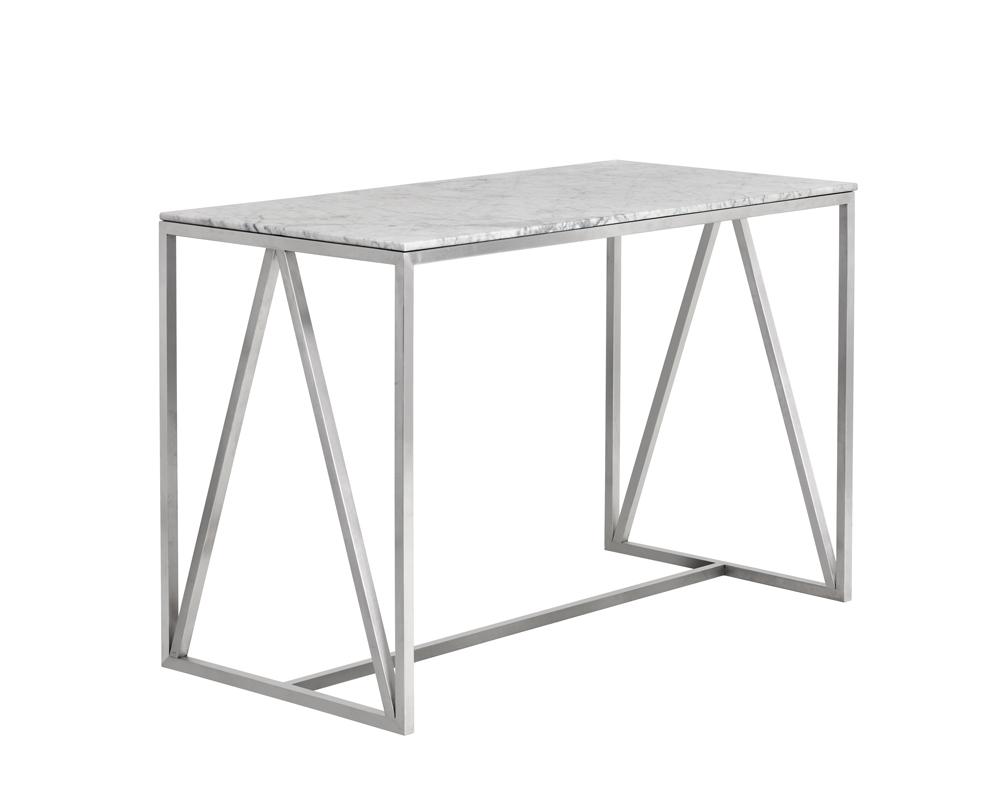 Abel Counter Table - Stainless Steel - White Marble