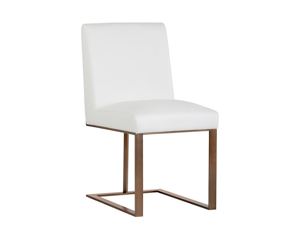 Dean Dining Chair - Antique Brass - Cantina White