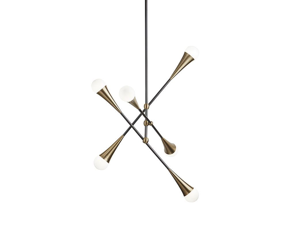 Zenith Chandelier - Brass And Black