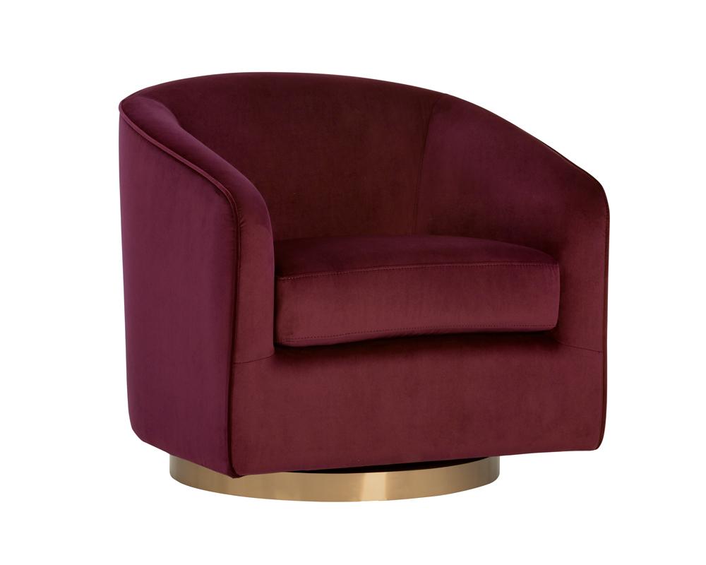 Hazel Swivel Lounge Chair - Burgundy Sky