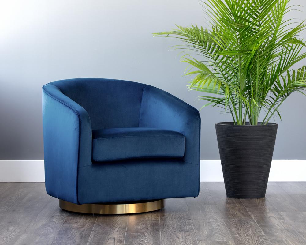 Hazel Swivel Lounge Chair - Navy Blue Sky