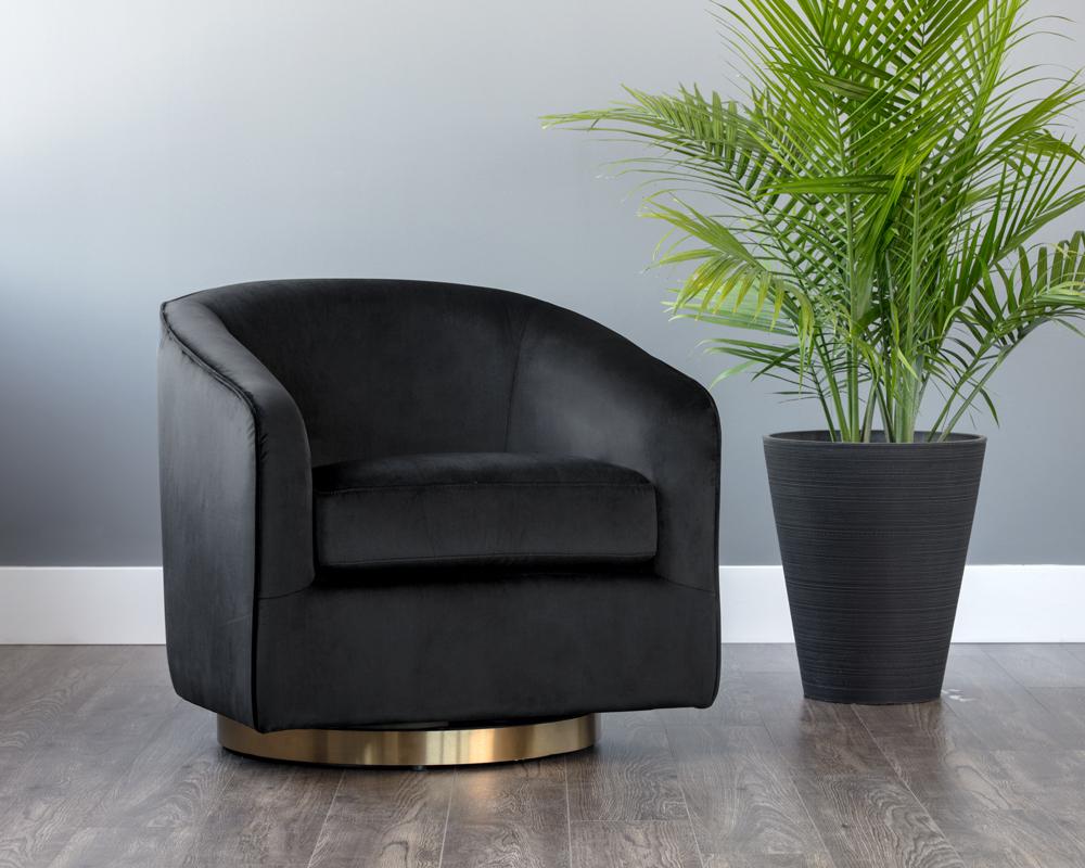 Hazel Swivel Lounge Chair - Black Sky