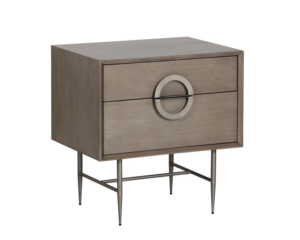 Emery Nightstand - Antique Silver - Ash Grey