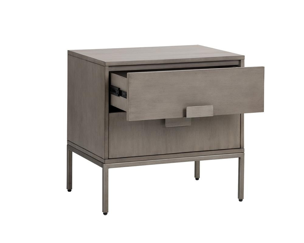 Jade Nightstand - Antique Silver - Ash Grey