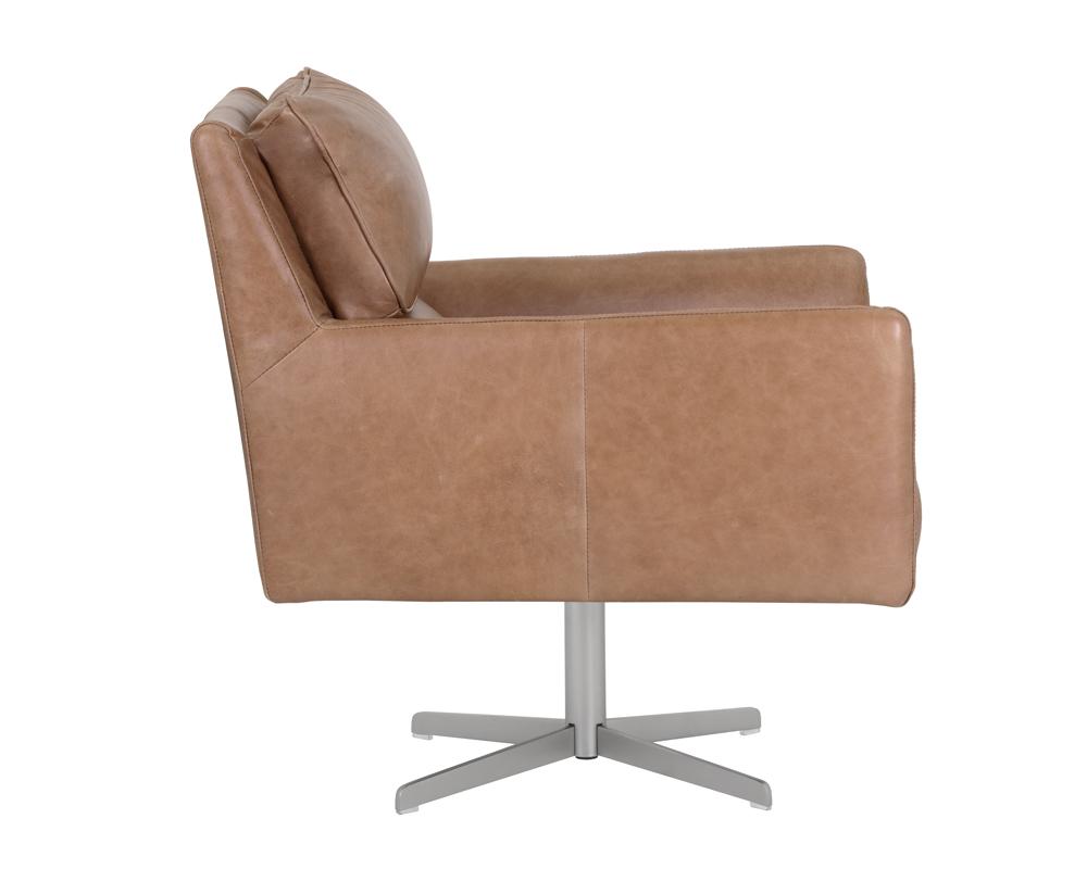 Easton Swivel Lounge Chair - Marseille Camel Leather