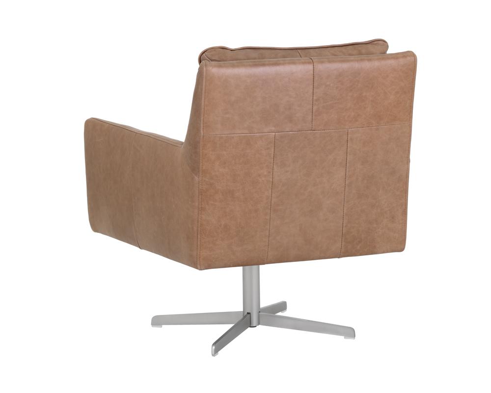 Easton Swivel Lounge Chair - Marseille Camel Leather