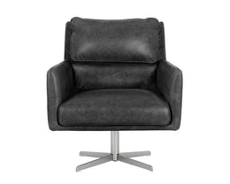 Easton Swivel Lounge Chair - Marseille Black Leather