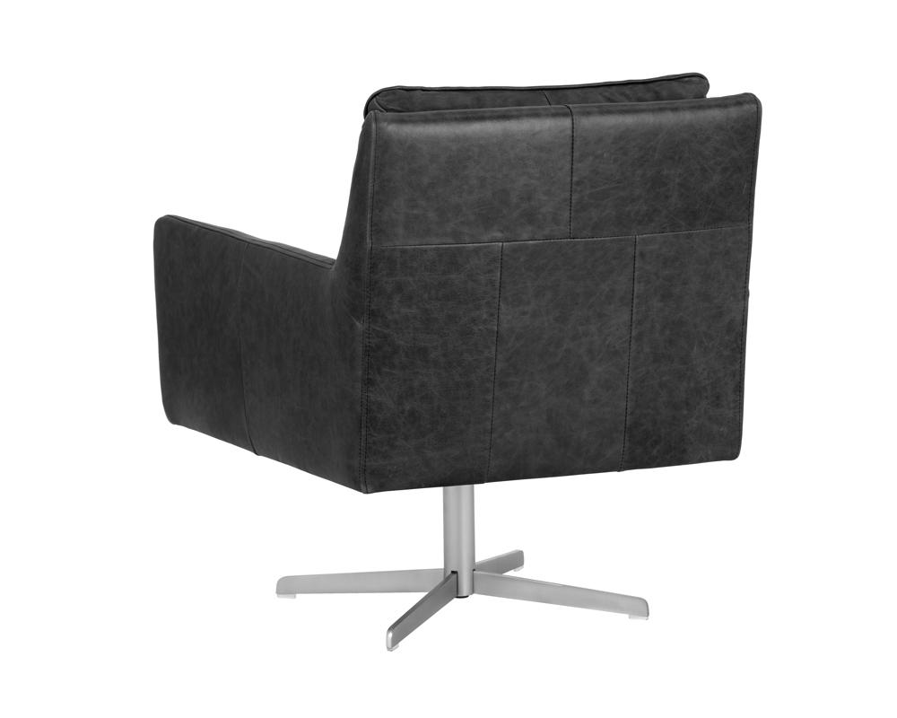 Easton Swivel Lounge Chair - Marseille Black Leather