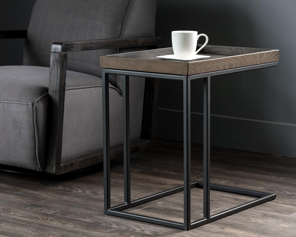 Arden C-Shaped End Table - Black - Charcoal Grey