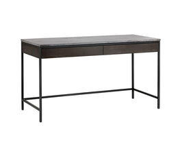 Stamos Desk - Black - Grey Marble / Charcoal Grey