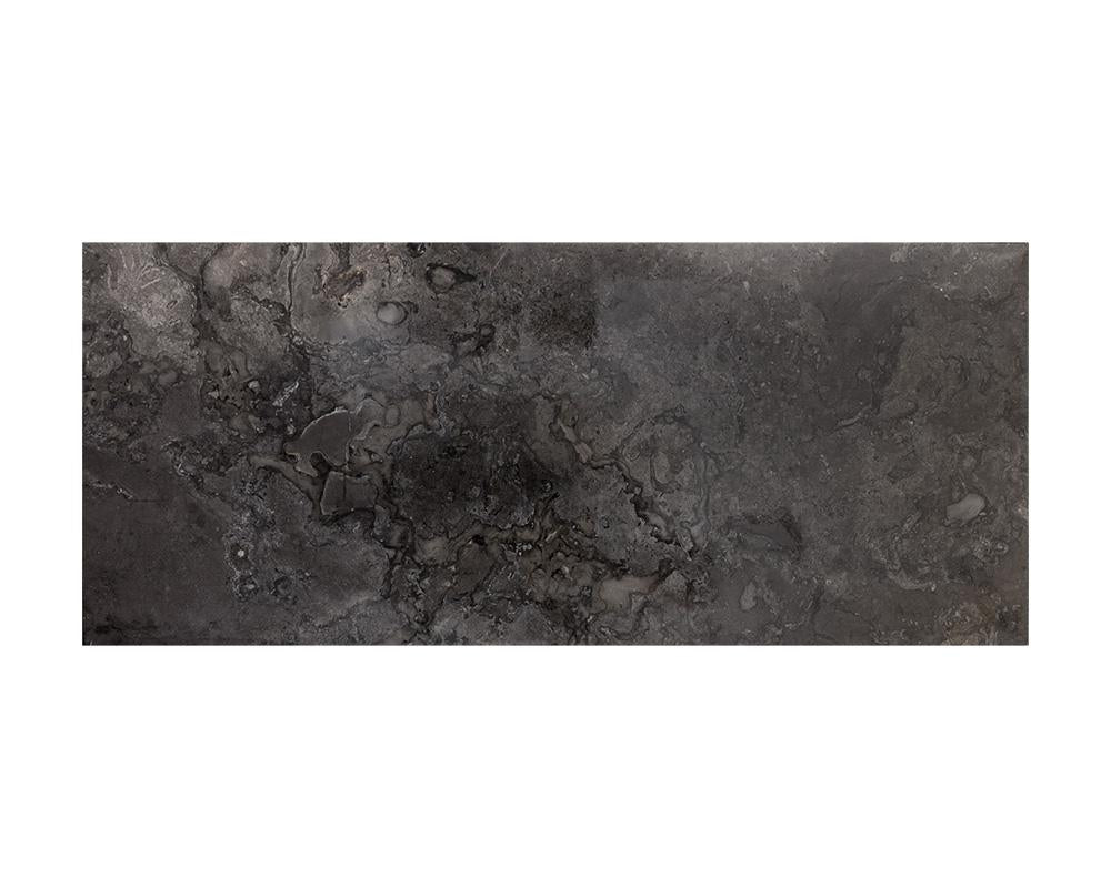 Stamos Desk - Black - Grey Marble / Charcoal Grey