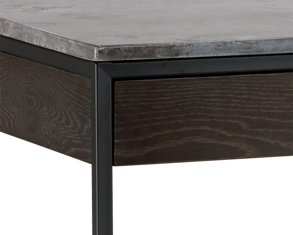 Stamos Desk - Black - Grey Marble / Charcoal Grey