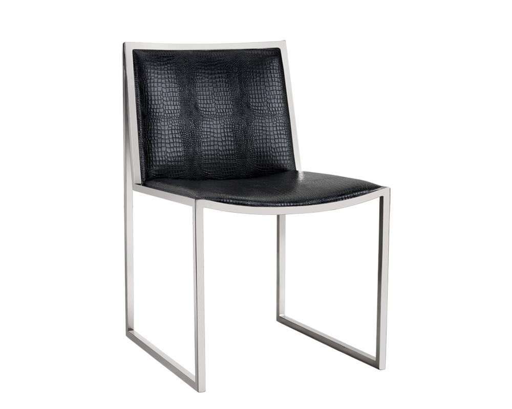 Blair Dining Chair - Stainless Steel - Black Croc