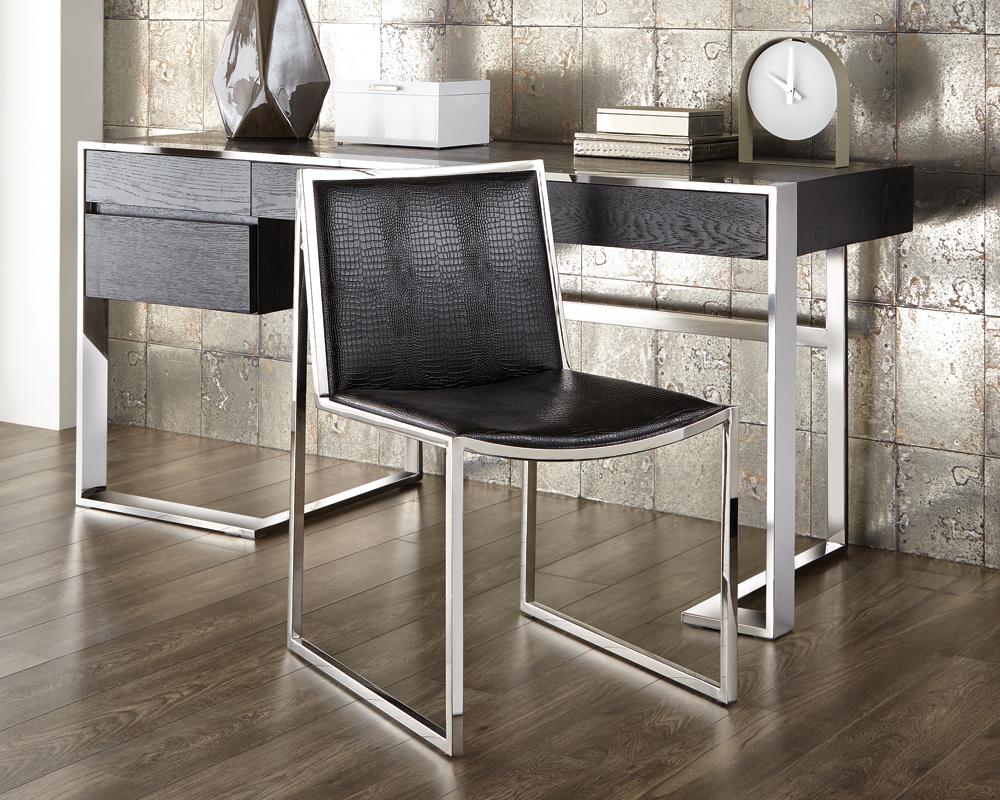 Blair Dining Chair - Stainless Steel - Black Croc