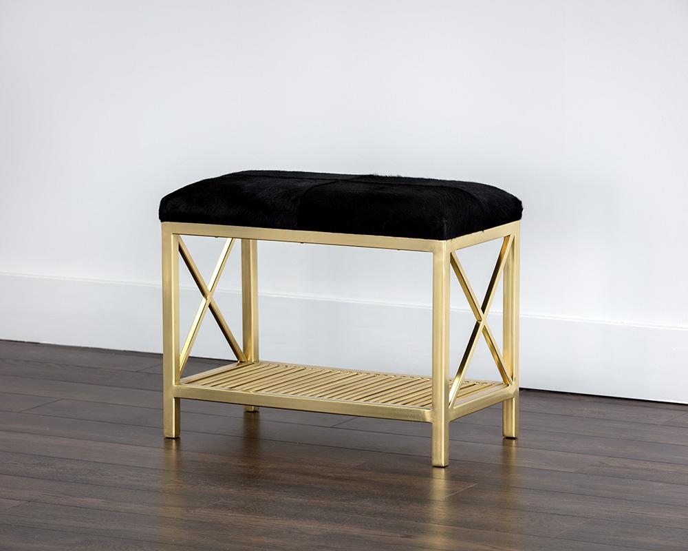 Bria Bench - Antique Brass - Black