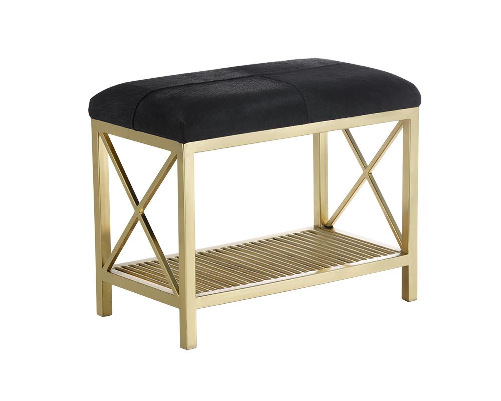 Bria Bench - Antique Brass - Black