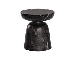 Lucida End Table - Marble Look - Black