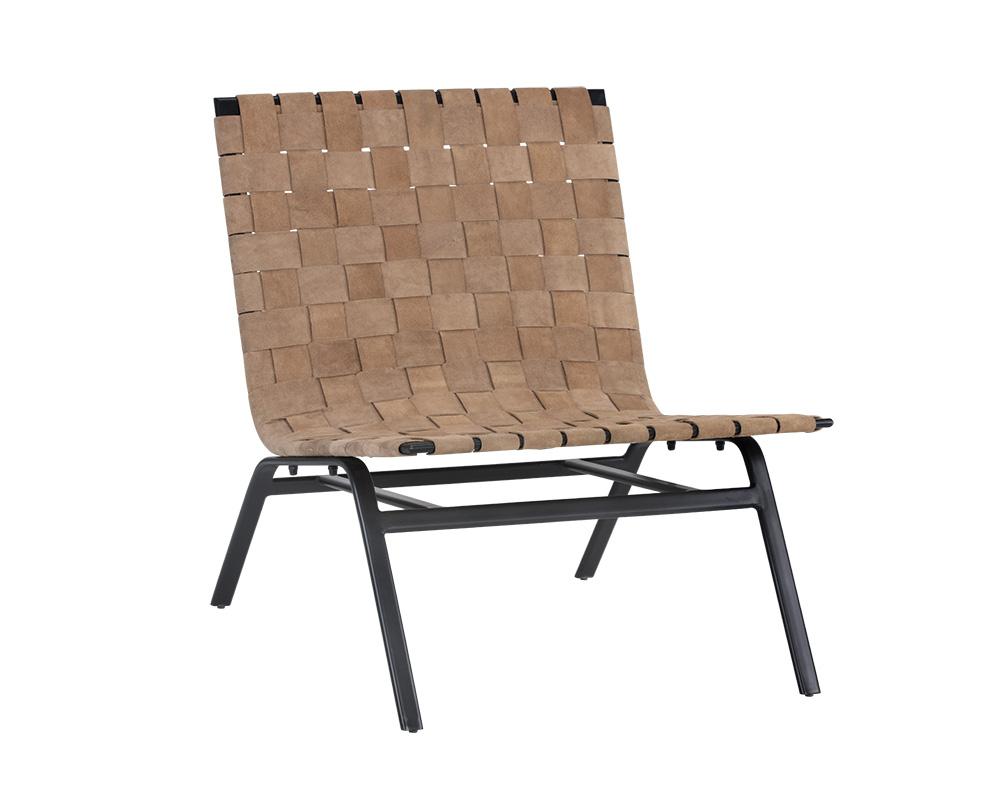 Omari Lounge Chair - Black - Light Tan Leather