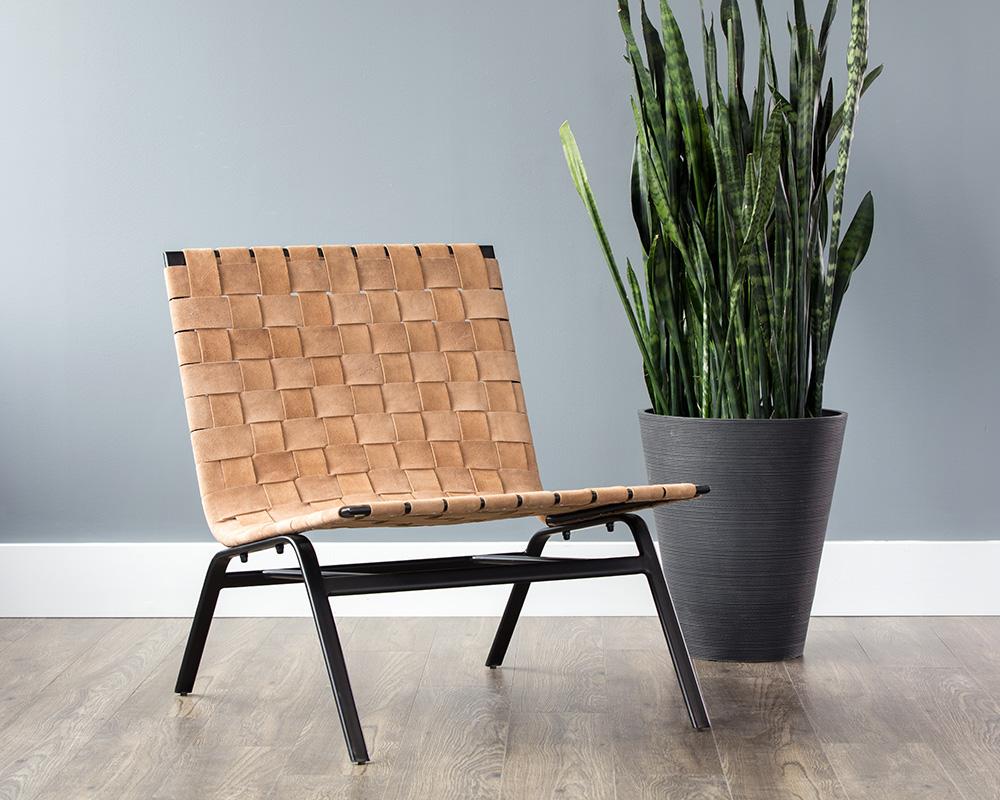 Omari Lounge Chair - Black - Light Tan Leather