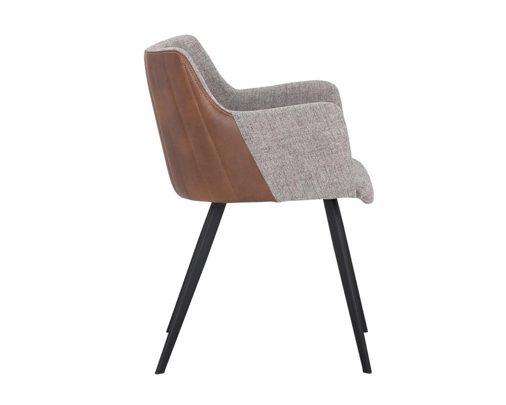 Griffin Dining Armchair - November Grey / Bravo Cognac