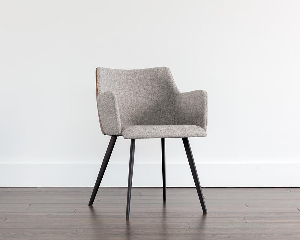 Griffin Dining Armchair - November Grey / Bravo Cognac