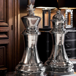 Chess King and Queen Polished Aluminum
