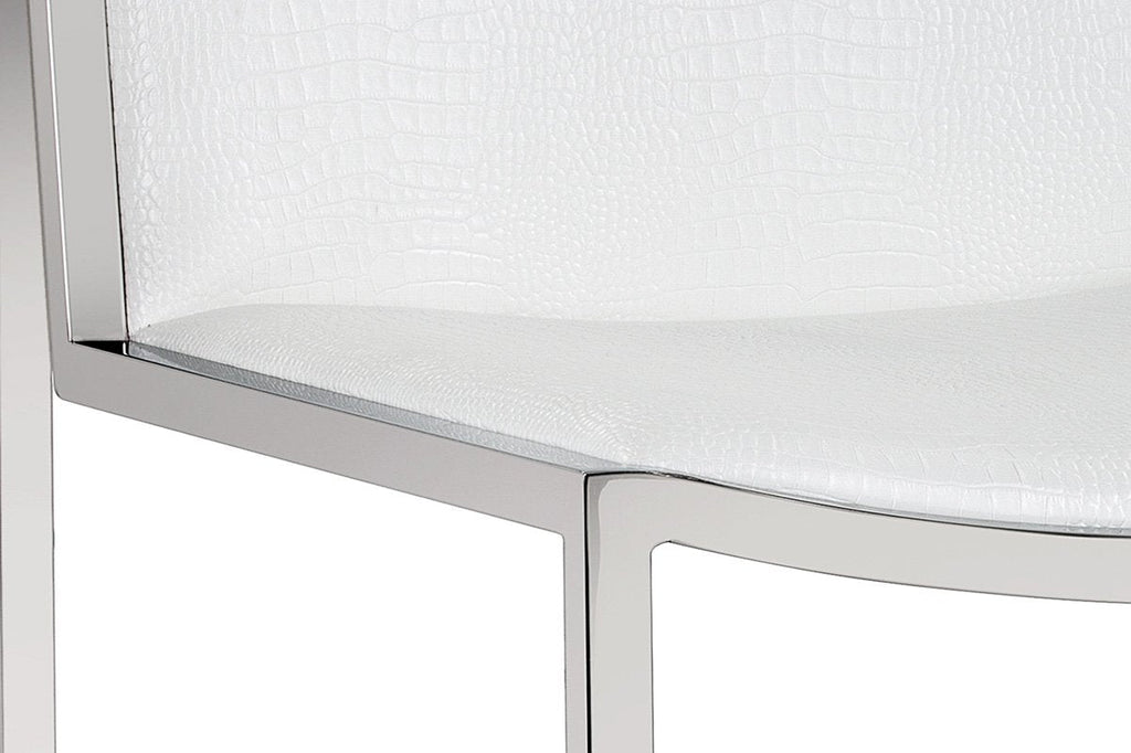 Blair Dining Chair - Stainless Steel - White Croc